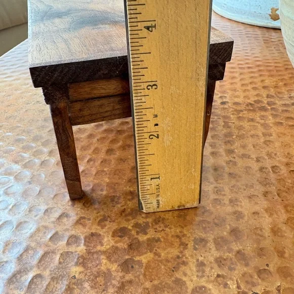 NEW Small Handmade Handcrafted Solid Walnut Wooden Dollhouse Table Plant Stand - Picture 8 of 11